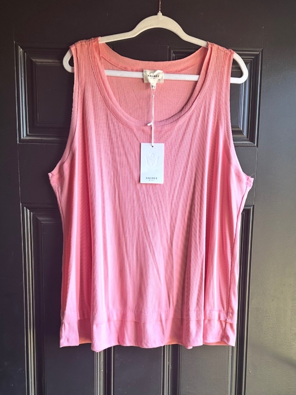 Andree Sleeveless Round Neck Ribbed Top - Pink